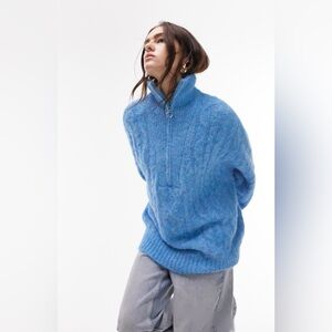 Topshop Sky Blue Cowl Neck Sweater